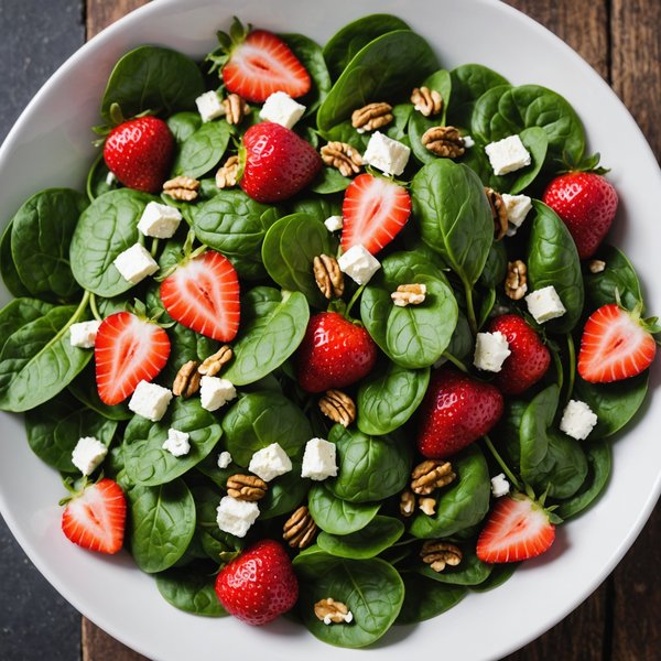 ¿Cómo hacer una ensalada de espinacas con fresas, nueces y queso de cabra?