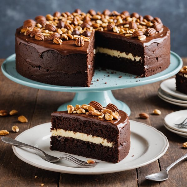 ¿Cuál es la receta para hacer un pastel de nuez y chocolate?